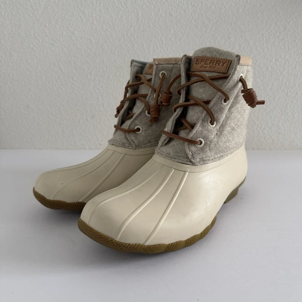 Sperry‎ Saltwater Wool Embossed Thinsulate 200g Rubber Duck Boot Oat Womens 7